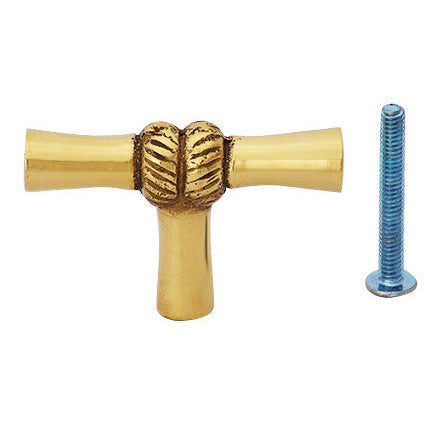 COPPER MOUNTAIN HARDWARE 2 Inch Solid Brass Japanese Bamboo Style Knob (Polished Brass Finish)