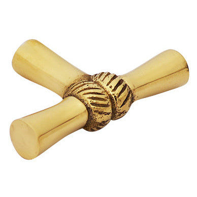 COPPER MOUNTAIN HARDWARE 2 Inch Solid Brass Japanese Bamboo Style Knob (Polished Brass Finish)