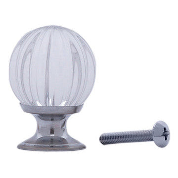 COPPER MOUNTAIN HARDWARE 1 1/4 Inch Pumpkin Style Glass Knob (Brushed Nickel Finish)