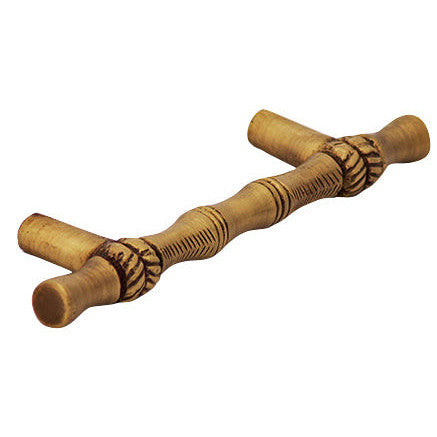 COPPER MOUNTAIN HARDWARE 4 3/4 Inch Overall (3 Inch c-c) Brass Japanese Bamboo Style Pull (Antique Brass Finish)