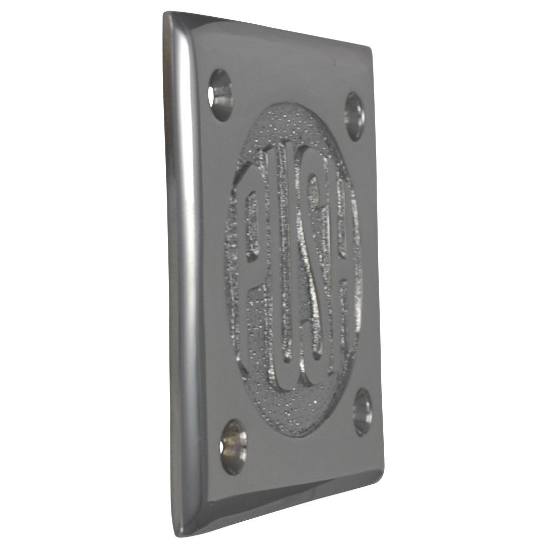 COPPER MOUNTAIN HARDWARE 2 3/4 Inch Brass Classic American "PUSH" Plate (Polished Chrome Finish)