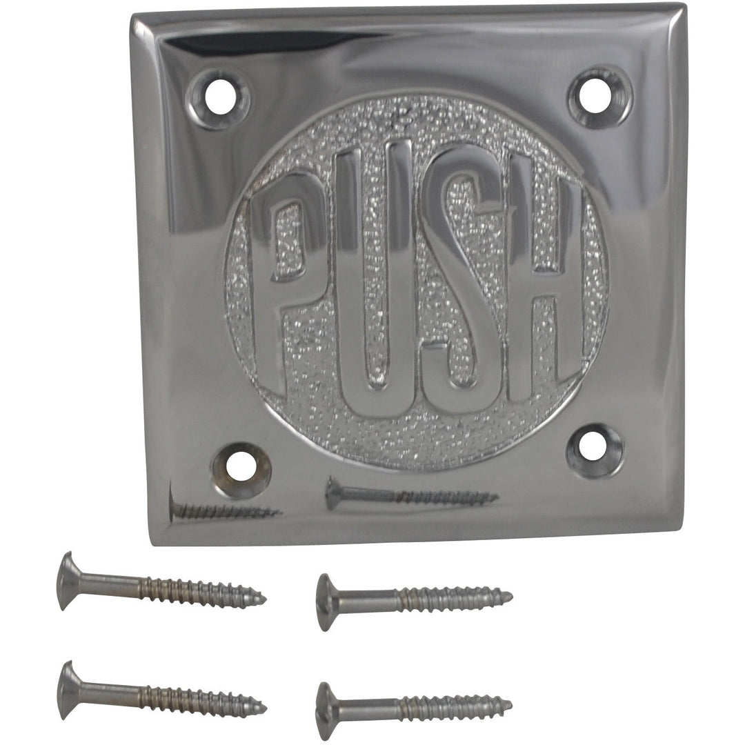 COPPER MOUNTAIN HARDWARE 2 3/4 Inch Brass Classic American "PUSH" Plate (Polished Chrome Finish)