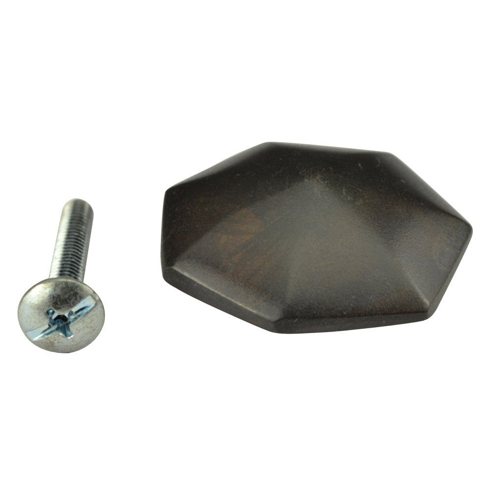 COPPER MOUNTAIN HARDWARE 1 3/8 Inch Solid Brass Heptagon Knob (Oil Rubbed Bronze Finish)