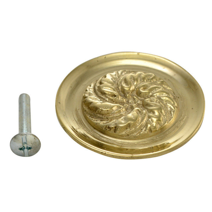 COPPER MOUNTAIN HARDWARE 1 4/5 Inch Solid Brass Florid Leaf Knob (Polished Brass Finish)