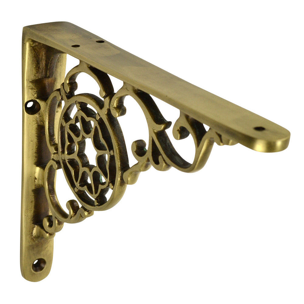 6 3/4 Inch Solid Brass Star Shape Shelf Bracket (Antique Brass Finish) Copper Mountain Hardware