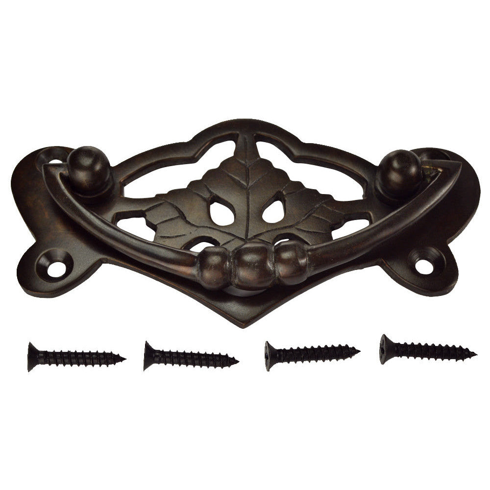 COPPER MOUNTAIN HARDWARE 4 Inch Solid Brass Ornate Broken Leaf Bail Pull  (Oil Rubbed Bronze)