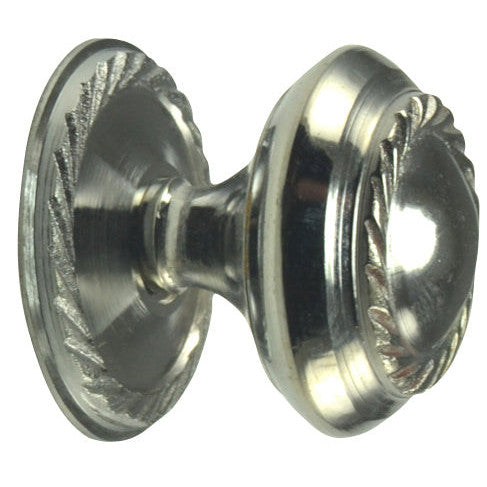 COPPER MOUNTAIN HARDWARE 1 1/4 Inch Solid Brass Georgian Roped Round Knob (Polished Chrome Finish)