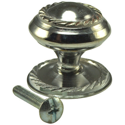 COPPER MOUNTAIN HARDWARE 1 1/4 Inch Solid Brass Georgian Roped Round Knob (Polished Chrome Finish)