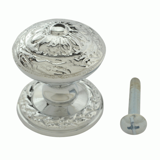 1 1/4 Inch Ornate Round Solid Brass Knob (Polished Chrome Finish) COPPER MOUNTAIN HARDWARE