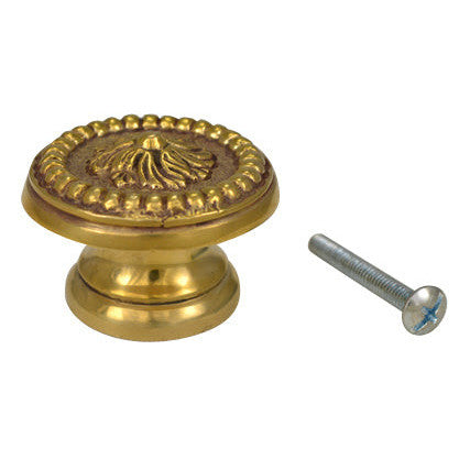 COPPER MOUNTAIN HARDWARE 1 1/2 Inch Solid Brass Victorian Beaded Swirl Knob (Polished Brass Finish)