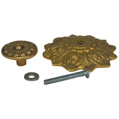 COPPER MOUNTAIN HARDWARE 2 2/5 Inch Solid Brass Victorian Sunflower Knob (Polished Brass Finish)