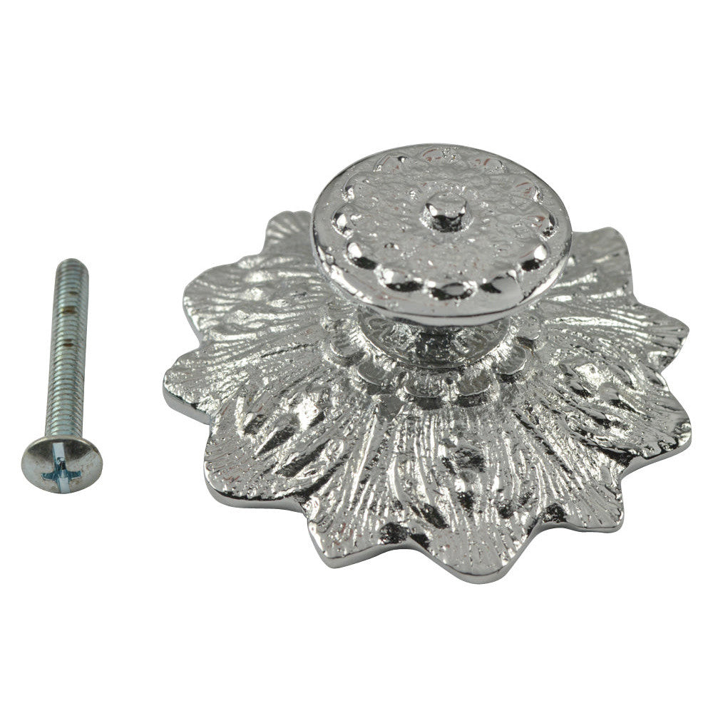 COPPER MOUNTAIN HARDWARE 2 2/5 Inch Solid Brass Victorian Sunflower Knob Brushed Nickel Finish