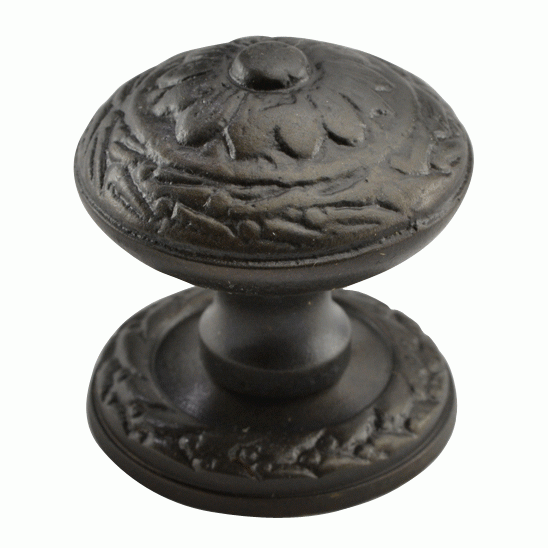 COPPER MOUNTAIN HARDWARE 1 1/4 Inch Ornate Round Solid Brass Knob (Oil Rubbed Bronze Finish)