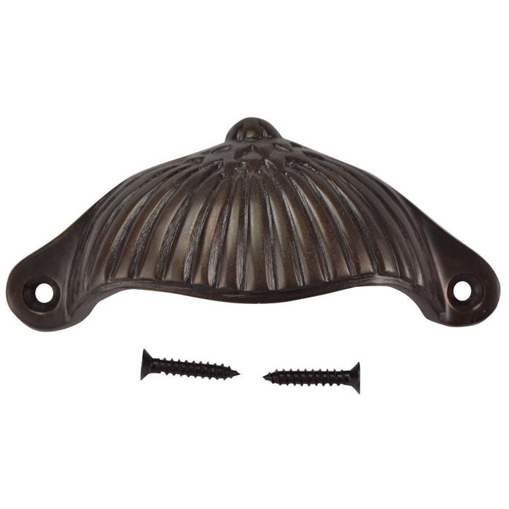 COPPER MOUNTAIN HARDWARE 4 1/8 Inch Solid Brass Art Deco Fan Cup Pull (Oil Rubbed Bronze Finish)