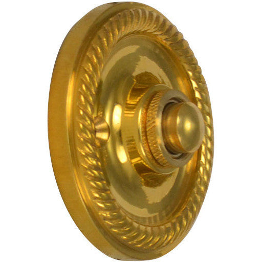 COPPER MOUNTAIN HARDWARE Classic Georgian Roped Doorbell Push Button (Polished Brass Finish)