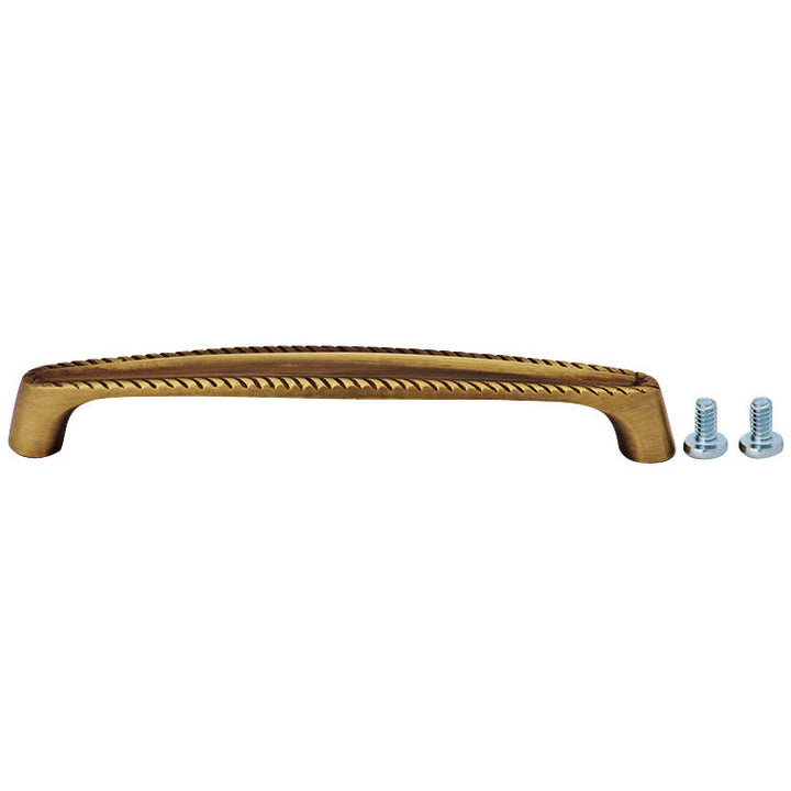 COPPER MOUNTAIN HARDWARE 5 1/2 Inch Overall (5 Inch c-c) Brass Georgian Roped Style Pull (Antique Brass Finish)