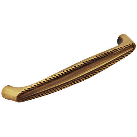 COPPER MOUNTAIN HARDWARE 5 1/2 Inch Overall (5 Inch c-c) Brass Georgian Roped Style Pull (Antique Brass Finish)