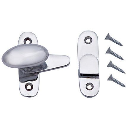 COPPER MOUNTAIN HARDWARE Traditional Solid Brass Oval Knob Latch Set (Polished Chrome Finish)