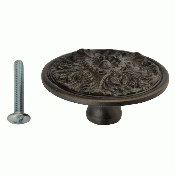 COPPER MOUNTAIN HARDWARE 2 Inch Solid Brass Victorian Floral Knob (Oil Rubbed Bronze Finish)