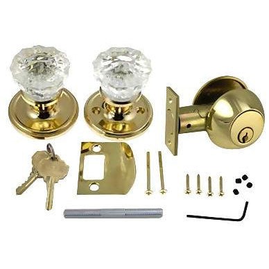 COPPER MOUNTAIN HARDWARE Victorian Back Plate Entryway Set (Polished Brass Finish)