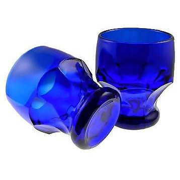 9 Ounce Cobalt Blue Glass Georgia Tumbler 4 Inch  Tall - Set of Four Copper Mountain Hardware