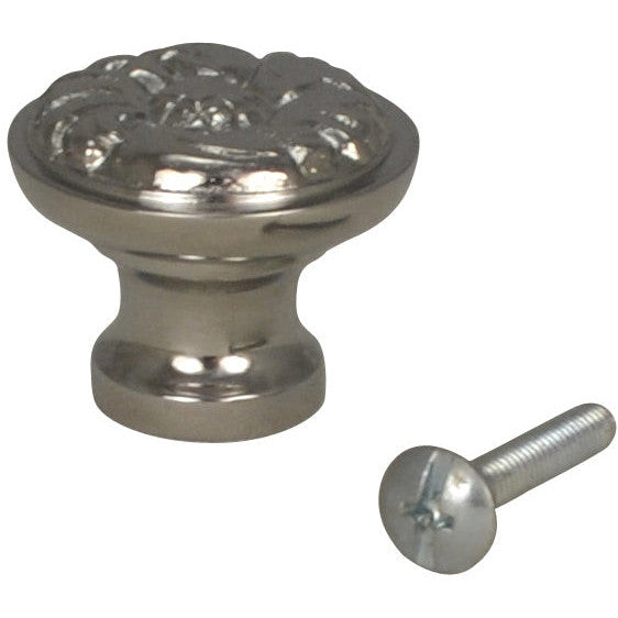 COPPER MOUNTAIN HARDWARE 1 1/4 Inch Solid Brass Patterned Round Knob (Polished Chrome Finish)