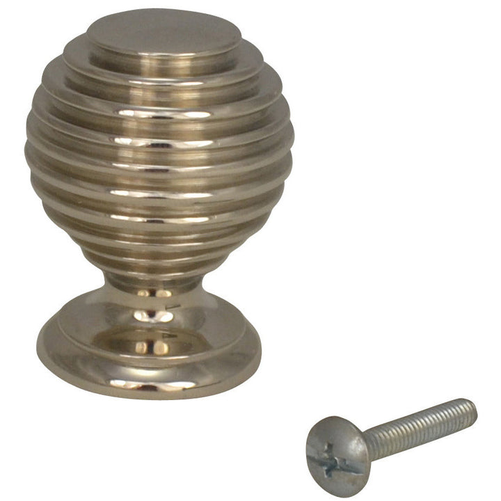 COPPER MOUNTAIN HARDWARE 1 3/8 Inch Solid Brass Art Deco Round Knob (Polished Nickel Finish)