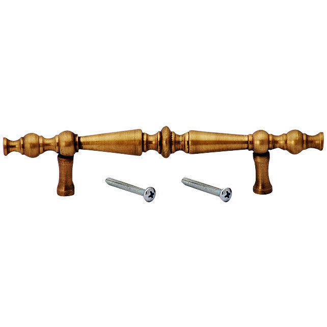 COPPER MOUNTAIN HARDWARE 6 1/2 Inch Overall (4 Inch c-c) Solid Brass Victorian Pull (Antique Brass Finish)