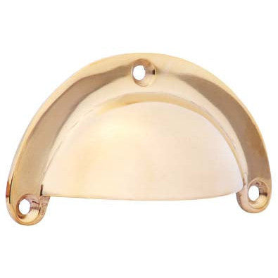 3 3/8 Inch Overall (3 Inch c-c) Solid Brass Traditional Cup Pull (Polished Brass Finish) COPPER MOUNTAIN HARDWARE