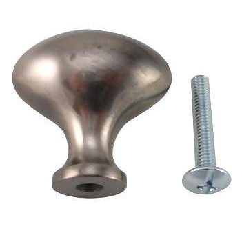 DELTANA 1 1/4 Inch Traditional Solid Brass Egg Knob (Antique Nickel Finish)