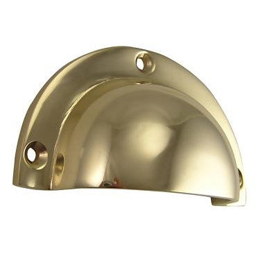 3 1/2 Inch Solid Brass Traditional Cup Pull (Polished Brass Finish) COPPER MOUNTAIN HARDWARE