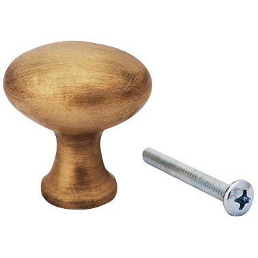 COPPER MOUNTAIN HARDWARE 1 1/4 Inch Solid Brass Traditional Egg Shaped Knob (Antique Brass Finish)