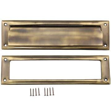 COPPER MOUNTAIN HARDWARE Traditional Magazine Size Front Door Mail Slot (Antique Brass Finish)