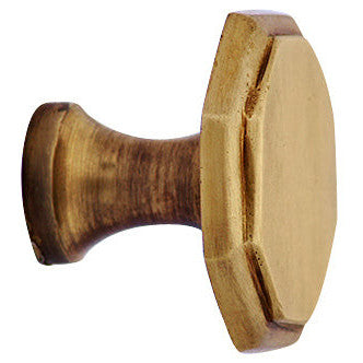 COPPER MOUNTAIN HARDWARE 1 5/8 Inch Solid Brass Octagonal Cabinet Knob (Antique Brass Finish)