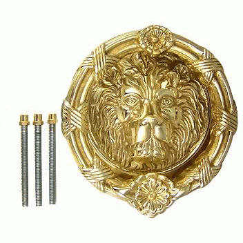 Copper Mountain Hardware Ribbon & Reed 5 1/4 Inch Lion Head Door Knocker in Solid Brass (Polished Brass Finish)