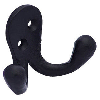 Solid Iron Double Hook (Matte Black Finish) Copper Mountain Hardware