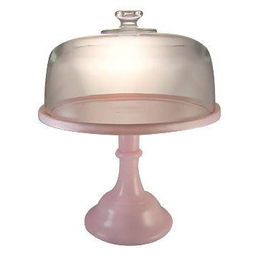 Copper Mountain Hardware Set of Three Tiered Cake Plates (Crown Tuscan Pink Glass)