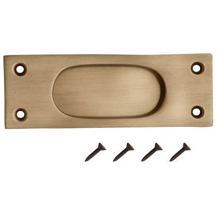 Copper Mountain Hardware 5 Inch Rectangular Traditional Solid Brass Pocket Door Pull or Window Sash Pull (Antique Brass Finish)