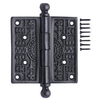 3 1/2 x 3 1/2 Inch Ball Tipped Victorian Solid Brass Hinge