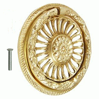 COPPER MOUNTAIN HARDWARE 3 5/8 Inch Solid Brass Radiant Flower Drawer Ring Pull Polished Brass