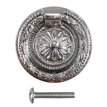 COPPER MOUNTAIN HARDWARE 1 3/4 Inch Victorian Style Drawer Ring Pull (Polished Chrome)