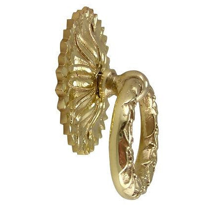 COPPER MOUNTAIN HARDWARE 2 Inch Solid Brass Radiant Leaves Drawer Ring Pull Polished Brass