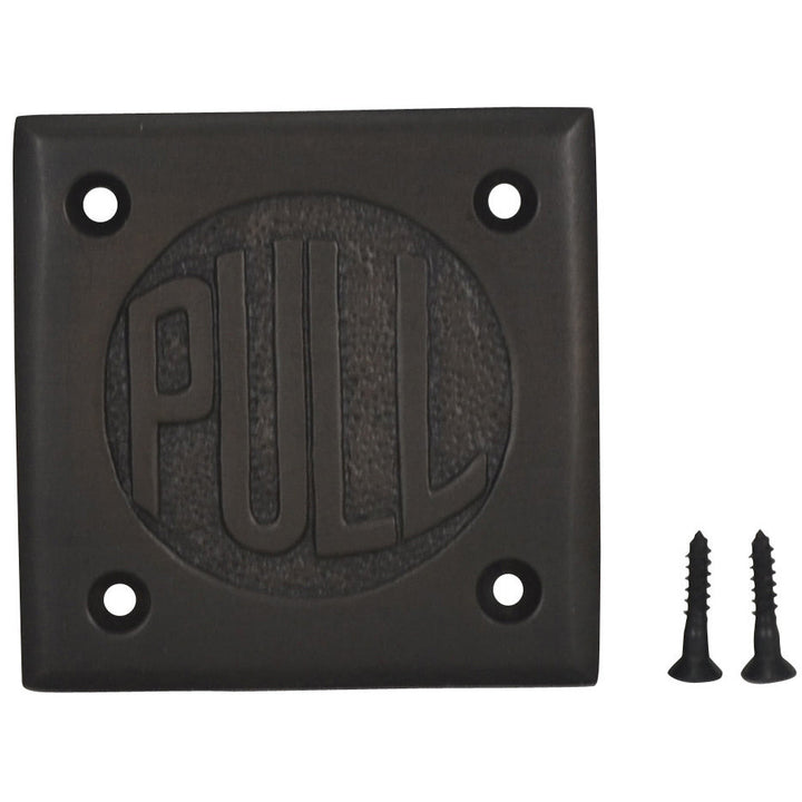 COPPER MOUNTAIN HARDWARE 2 3/4 Inch Brass Classic American "PULL" Plate (Oil Rubbed Bronze Finish)