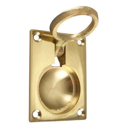 DELTANA 2 1/2 Inch Solid Brass Traditional Flush Ring Pull (Polished Brass)