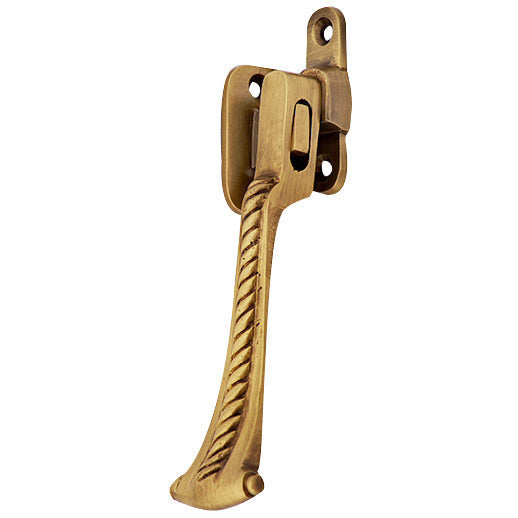 Copper Mountain Hardware Solid Brass Georgian Roped Universal Style Casement Window Latch (Antique Brass Finish)