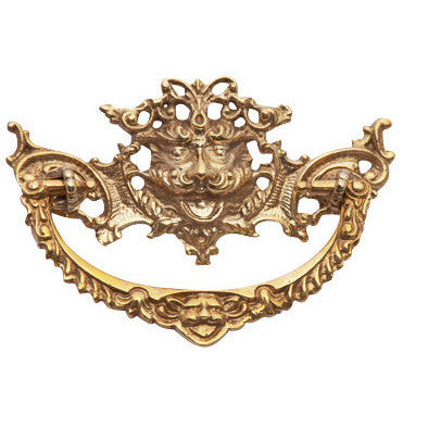 COPPER MOUNTAIN HARDWARE 4 1/8 Inch Solid Brass  Rococo Gargoyle Bail Pull (Polished Brass Finish)