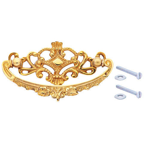 COPPER MOUNTAIN HARDWARE 4 1/8 Inch Solid Brass Ornate Victorian Pull (Polished Brass Finish)