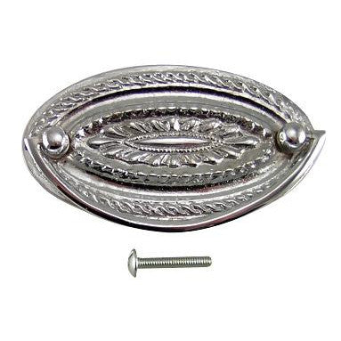 COPPER MOUNTAIN HARDWARE 4 Inch Solid Brass Oval Drop Style Pull (Polished Chrome Finish)