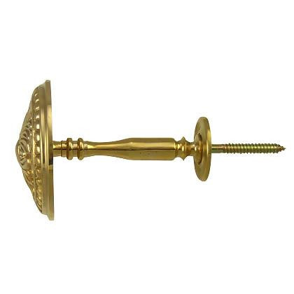 Solid Brass Curtain Tie Back - Large Baroque Button Style (Polished Brass Finish) Copper Mountain Hardware