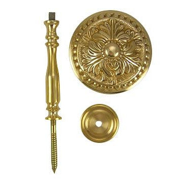 Solid Brass Curtain Tie Back - Large Baroque Button Style (Polished Brass Finish) Copper Mountain Hardware